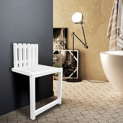 Wall-Mounted Wood Folding Chair Entryway Hidden Footstool Bath Seat Bench USA