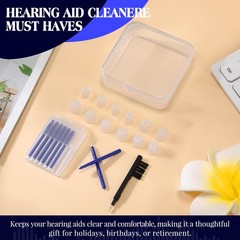 Hearing Amplifier Cleaning Kit – 12 Pcs, Silicone Domes, Brush, Wax Guards & Cas