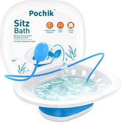 Pochik Sitz Bath for Toilet Seat Hemorrhoids and 1 Count (Pack of 1), Blue