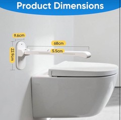 26.8″ Flip-Up Toilet Grab Bar with Glow Strips for Enhanced Safety & Support