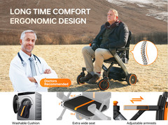 2-in-1 Electric Wheelchair Smart Walking Aid Foldable Mobility Chair Paiseec W1