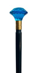 Victorian Style Cobalt Acrylic Crystal Blue Cut Glass Handle Walking Stick
