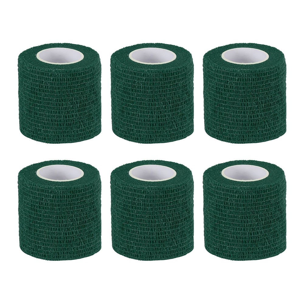 2″ x 177″ 6 Pcs Self Adhesive Bandage Wrap Elastic Self Tape Dark Green