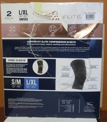 Elite Copper Fit Knee Compression Sleeve Flexible L/XL 16”-20” 2 Pack Open Box