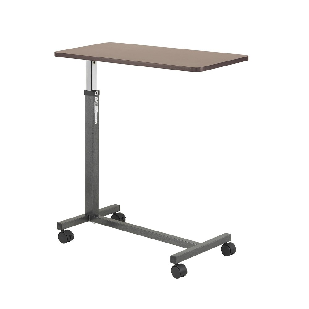 Non-Tilt Overbed Table with Wheels, Height-Adjustable Chrome Base