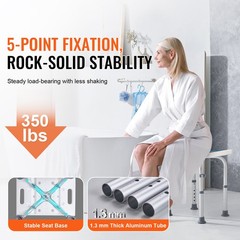 Uimoso Adjustable Padded Shower Chair with 350lb Capacity for Bath or Shower