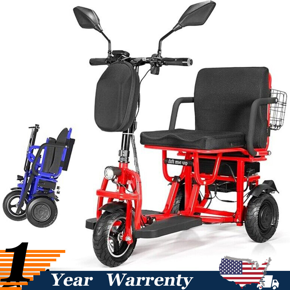Foldable Travel Mobility Scooter 21 Miles 700W 3-Wheel 4 Speed fit Senior Adults
