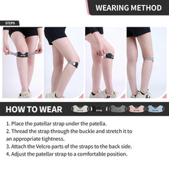 Silicone Patellar Tendon Support Strap 2 Pack,Knee Strap for Knee Pain