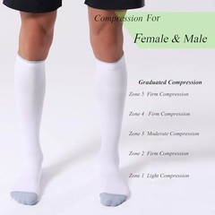 3 Pairs Compression Socks for Women and Men 20 Small-Medium Black+white+grey