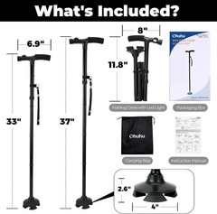 Ergonomic LED Walking Cane with Wrist Strap
