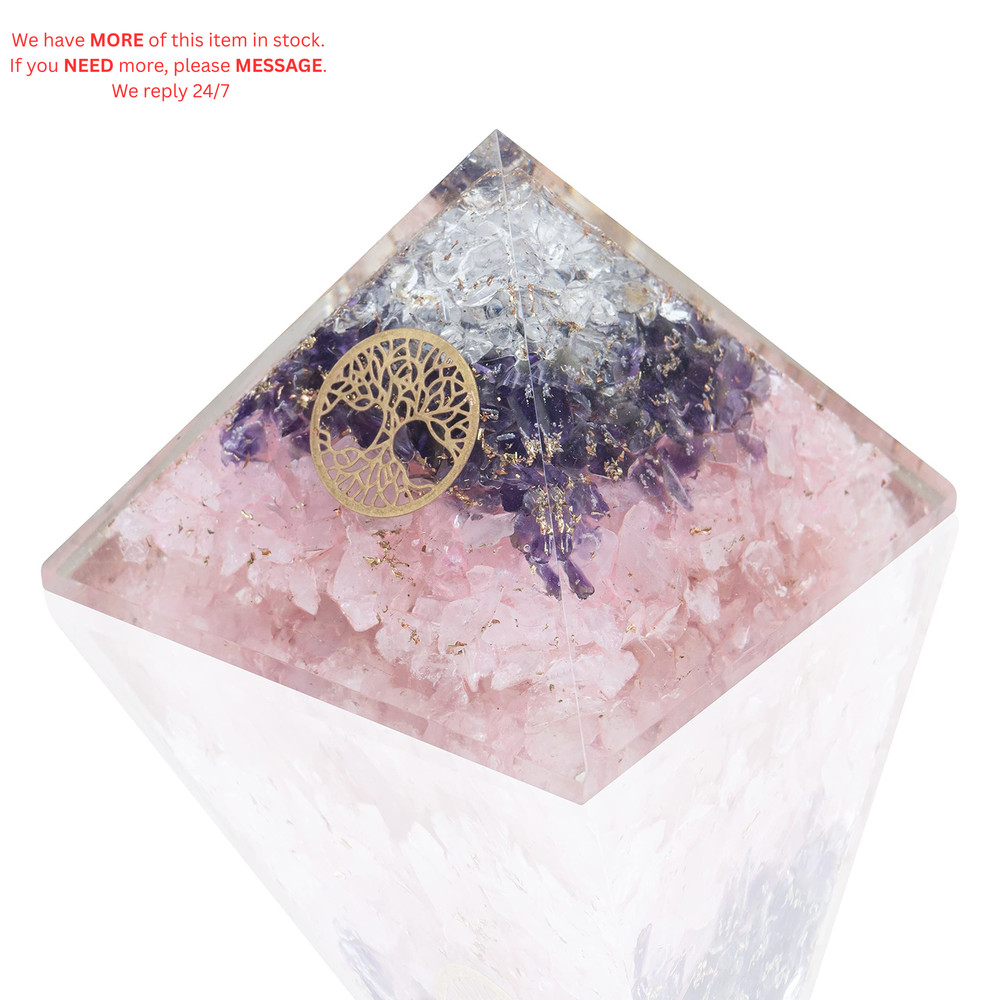 Crystal Amethyst Rose Quartz Orgone Pyramid – Multi Color