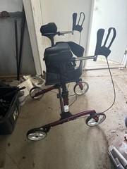 Oasis Space Upright Walker With Seat Padded Arm Rests Hand Brakes Adjustable