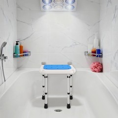 Rectangular Shower Folding Seat For Wall Mounting, Height-adjustable Shower Seat