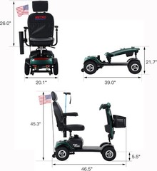 4 Wheels Mobility Scooter Electric Power Wheel Chair w/Adjustable Seat Handrail