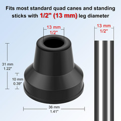 Quad Cane Tip 8pcs Rubber Replacement Non-Slip Heavy Duty Walking Stick