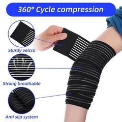 2 PCS Extra Long Elastic Knee Wrap Compression Bandage Brace , Adjustable Com…