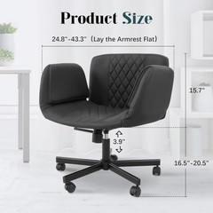 Stylish Criss Cross Rolling Chair with Adjustable Armrests – Black PU Leather