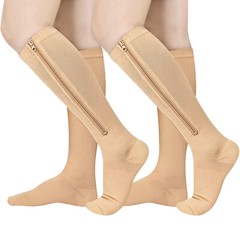 3x Zipper Closed Toe Compression Socks 30-40mmHg Calf Leg Ankle Support Stocking