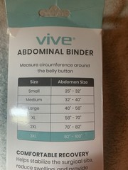 Vive Abdominal Binder Belly 4 Panel Support 82-100” Improved Posture Comfort