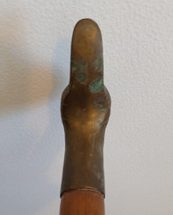 Vintage Brass Duck Head Walking Cane 36” Light Wood Collapsible 2 Piece Stick