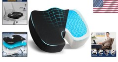 Cooling Gel Memory Foam Seat Cushion for Sciatica & Tailbone Comfort – 17.7″x…