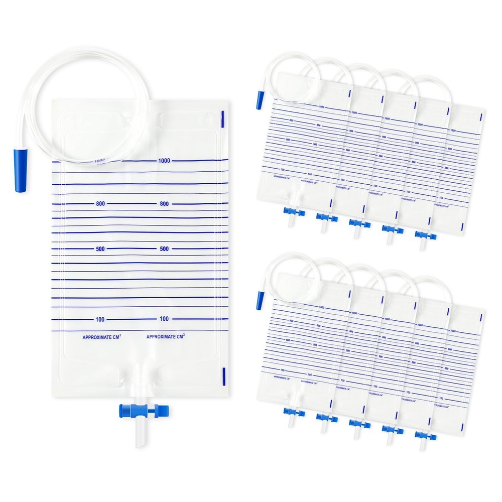 10 Pack Urinary Drainage Bags 1000ML Urinary Bags with Anti-Reflux Valve and …