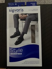 Sigvaris Men’s Style Microfiber Compression Socks 20–30 mmHg Tan Khaki LL Knee-H