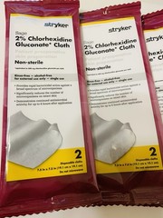 20 Stryker Sage 2% Chlorhexidine Gluconate Cloths – 20 pks of 2 each