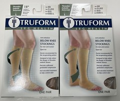 Lot 2 TruForm Thrombosis-Embolic Deterrent Below Knee Open Toe Socks Beige 3XL