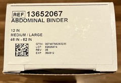 DeRoyal Abdominal Binder 13652067 Med/Lg 12” 46-62″ Elastic Closure-New Sealed
