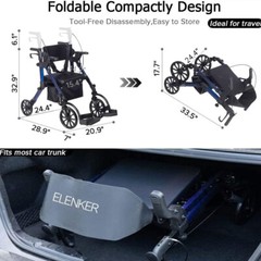 Deluxe ELENKER Medical Aid Rollator Walker Stand Up Rolling Walking Mobility