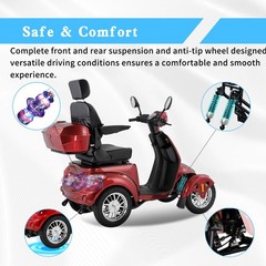 4-Wheel Heavy Duty Mobility Scooters All Terrain 800W for Senior & Adult 500lbs