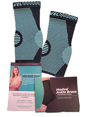PAIR of Modvel Ankle Compression Sleeves Small Foot Support Brace Sprains & Pain