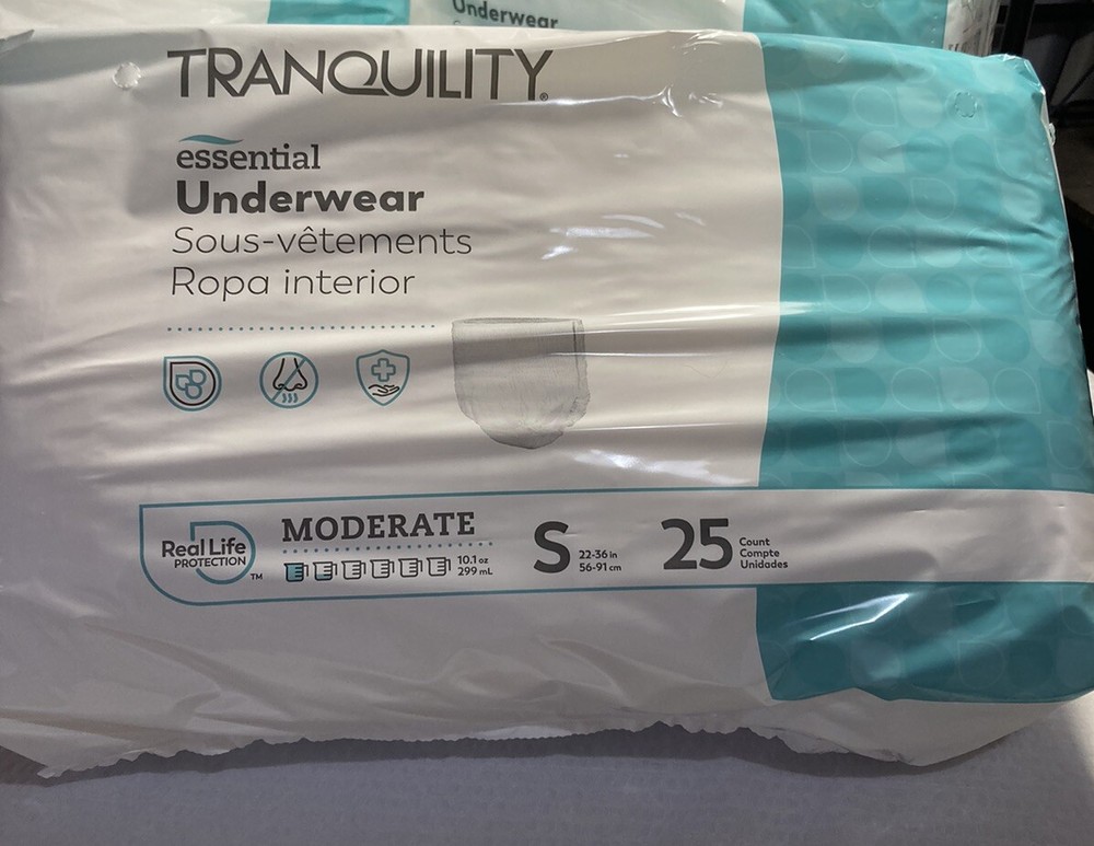 Tranquility Underwear Disposable Briefs Small 25 Count Adult Diaper Moderate