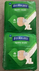 2pk (20 Each) FitRight XL ADULT DIAPERS Size 56in-64in FITPLUSXLG OptiFit Briefs