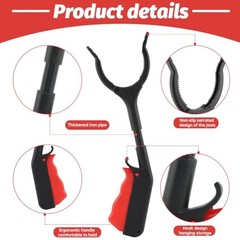 Short Grabber Reacher Tool, 4pcs 30cm/12inch Small Grabber Reacher Black Red