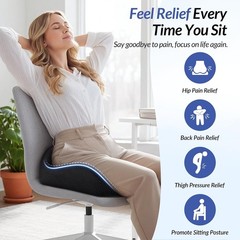 Enhanced Ergonomic Seat Cushion for All-Day Comfort – 18x16x3, Machine Washable