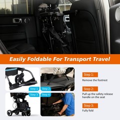 3 in 1 Electric Wheelchair Rollator Walker Foldable Lightweight Carbon Fiber