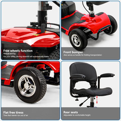 4 Wheel Mobility Scooter Electric Power Mobile Wheelchair W/ Basket for Seniors
