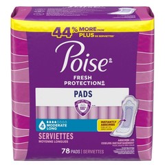 Poise Incontinence Pads for Women, 4 Drop Moderate Absorbency, Long Length