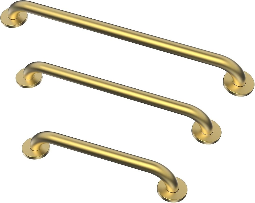 Brushed Gold Stainless Steel Grab Bar 1.5″ Dia 3-Piece Set 18″ 36″ 42″ ADA