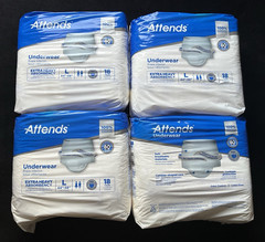 Attends Incontinence Pants Extra Heavy Absorbency L 44-58in White 72ct, lot 4