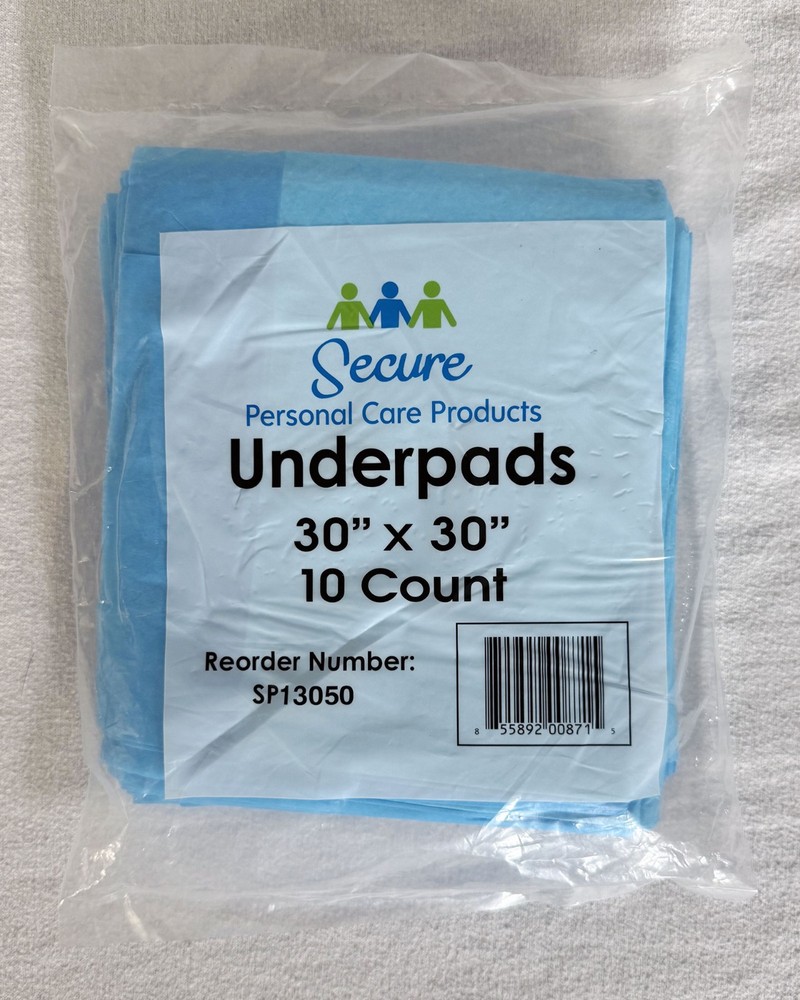 Secure Personal Care Products UNDERPADS 30″ x 30″ 10-Count NEW SP13050