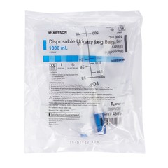 McKesson Urinary Leg Bag, Anti-Reflux Valve, Sterile, 1,000 mL Vinyl, Case of 48