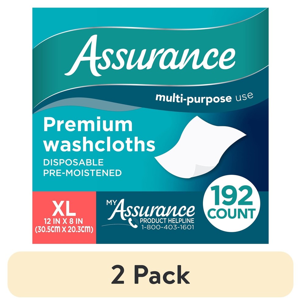 Disposable Pre-Moistened XL Washcloths for Adults, 192 Count, 2 Pack