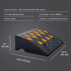 2pcs, 4.3“/5″/6“ Rise Height Heavy-Duty 33069 lbs/15 T Capacity Threshold Ramp