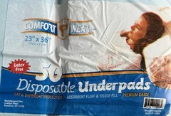 Comfort Wear Premium Grade Disposable Underpads 23 x 36 Latex Free 50 Count