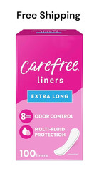 Carefree Panty Liners for Women, Extra Long, Unwrapped, 100 Count – Pack of 1
