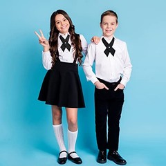 3 Pcs Girls Uniform Tie Adjustable Criss Cross Neck Tie Solid Color Black
