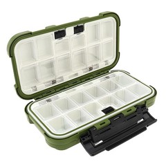 OriGlam Waterproof Fishing Tackle Box Organizer, 24 Compartments Double Green